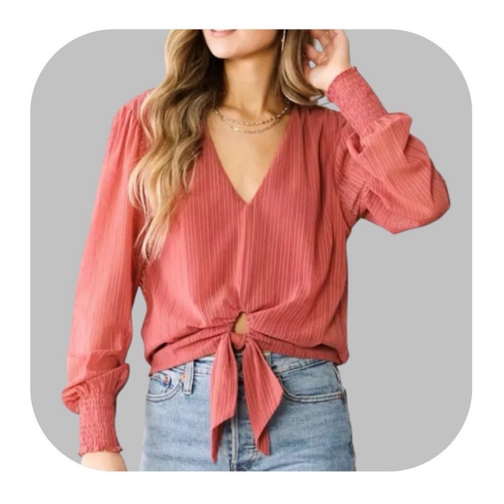 Willow & Root (Buckle) XL mauve striped mesh blouse - Picture 9 of 9
